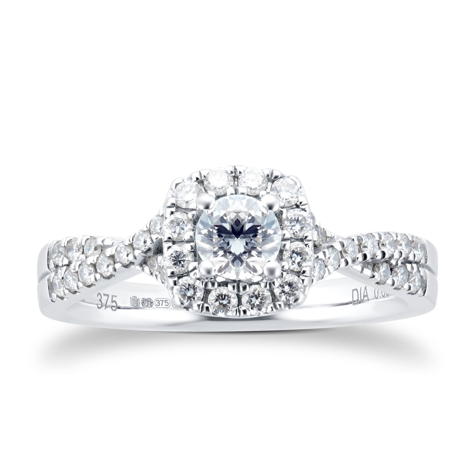 Goldsmiths 9ct White Gold Diamond Halo Bridal Set