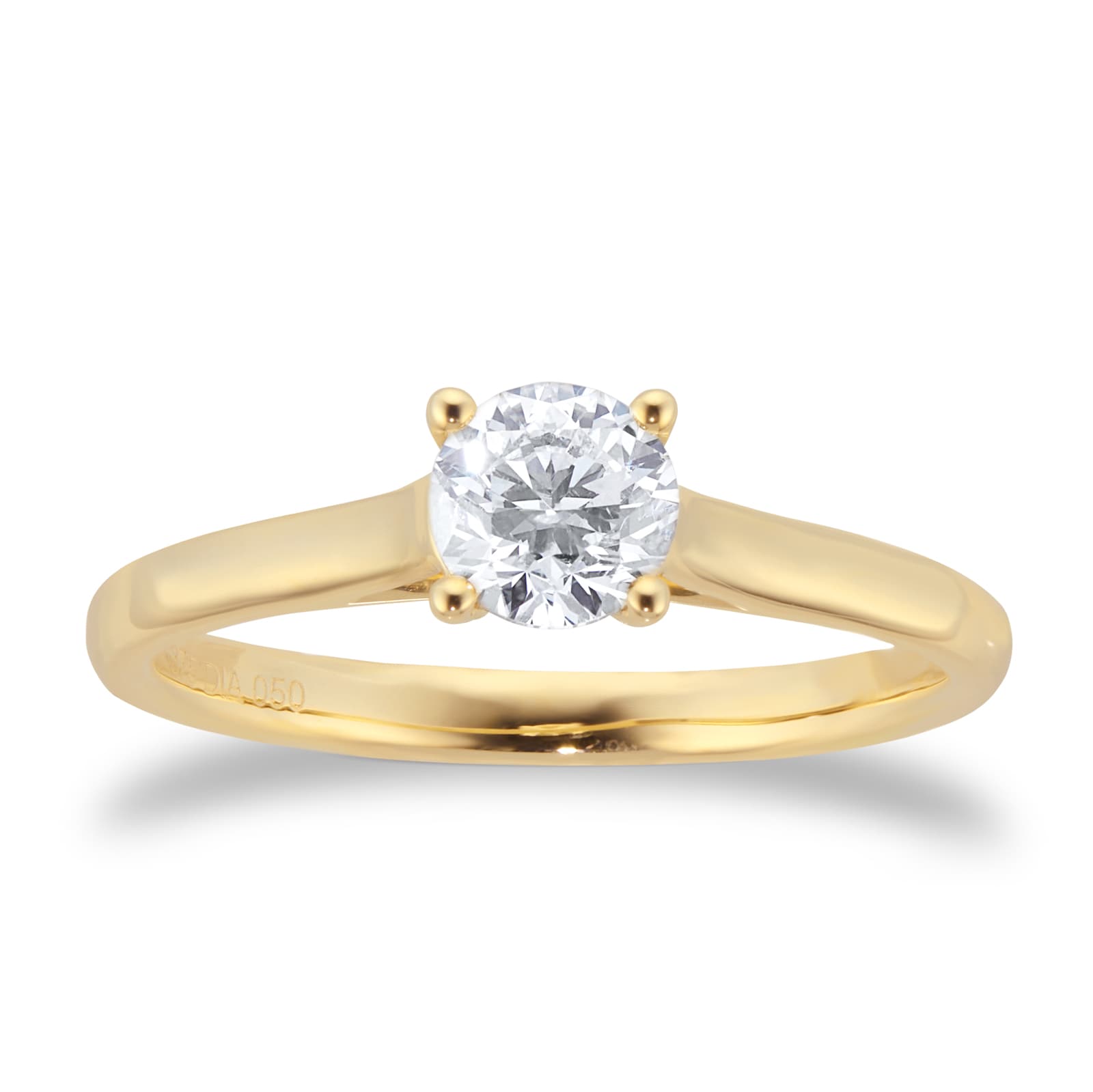 Goldsmiths 9ct Yellow Gold 0.50ct Diamond Solitaire Engagement Ring