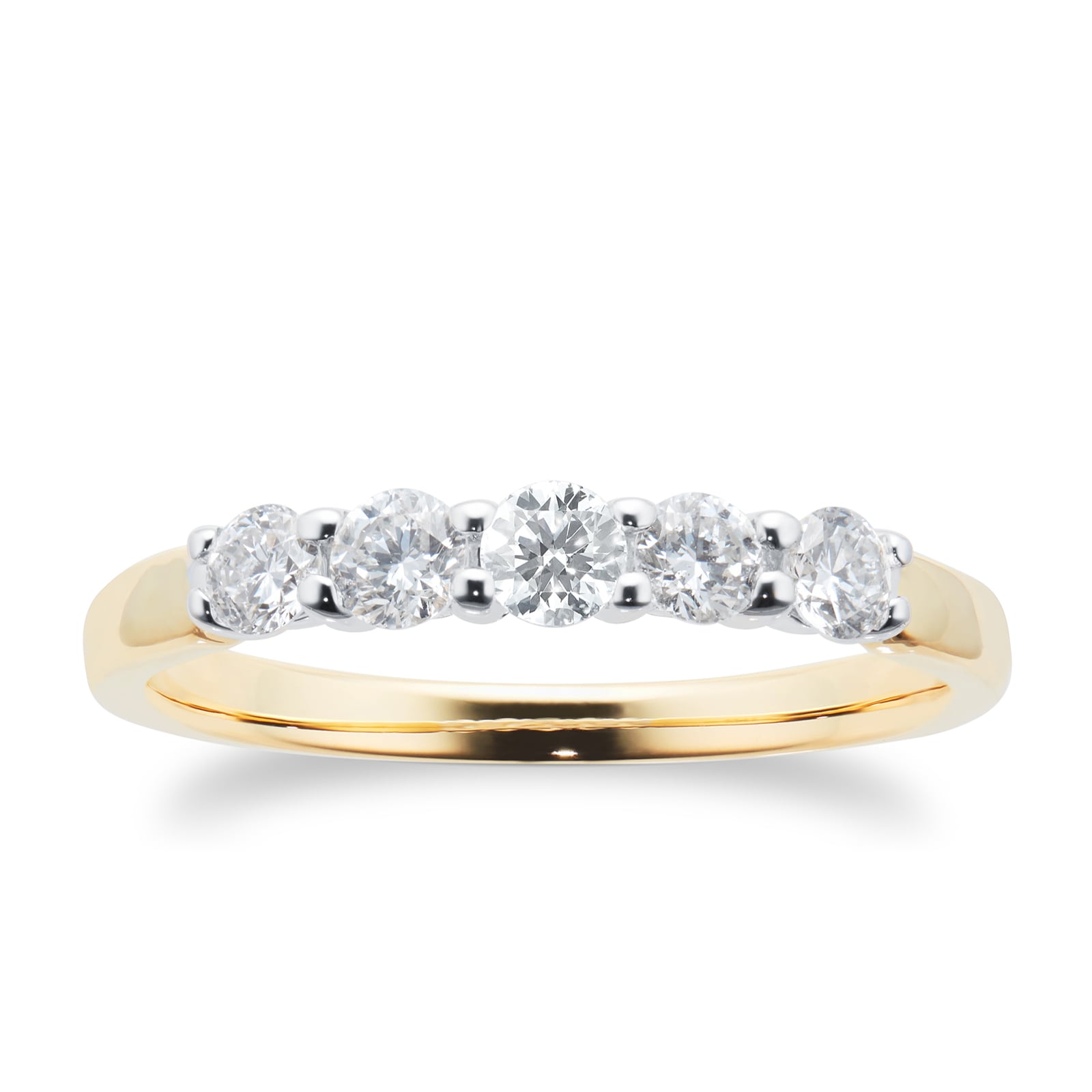 Goldsmiths 18ct Yellow Gold 0.50ct Brilliant Cut Goldsmiths Brightest Diamond Claw Set Ring