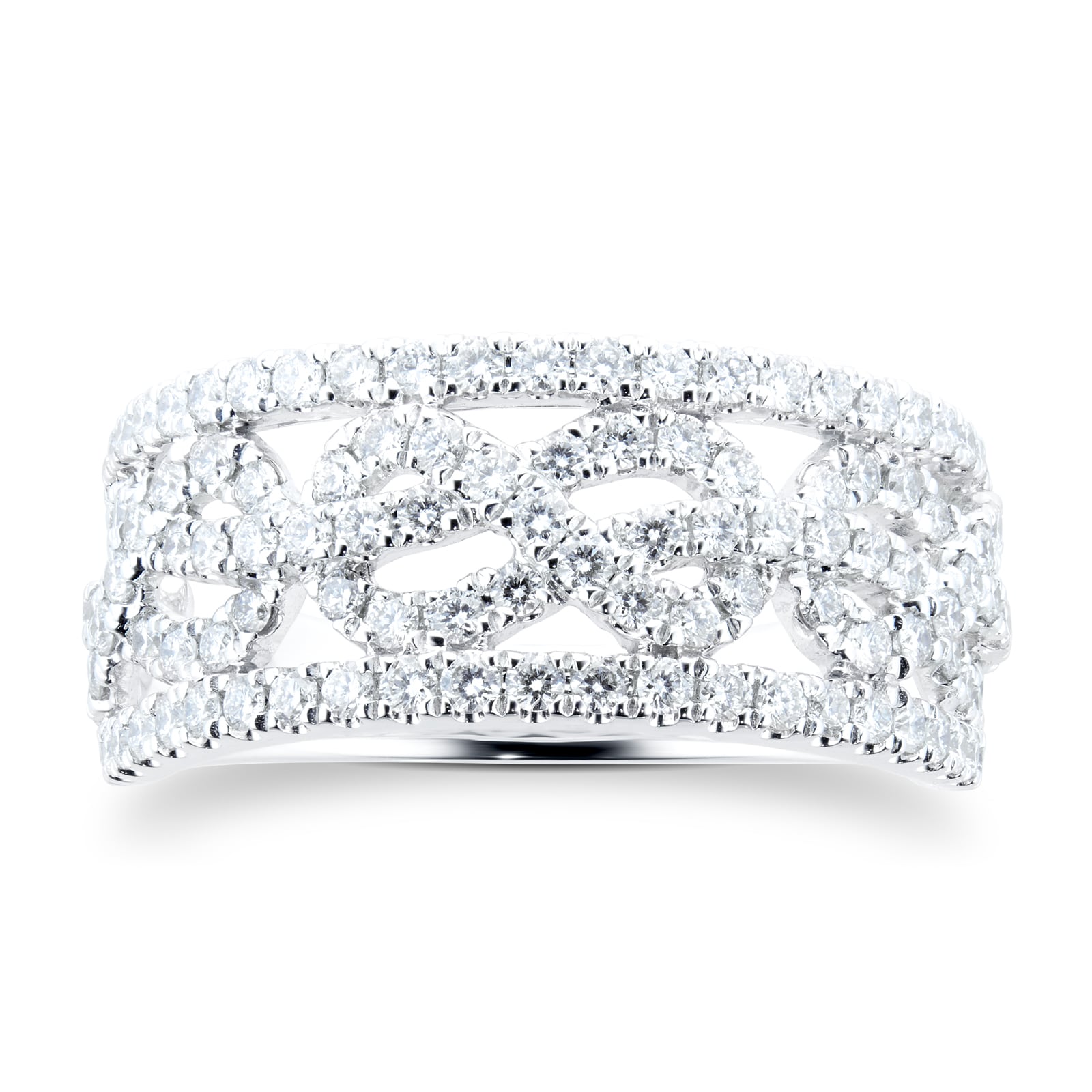 Goldsmiths 18ct White Gold 1.00cttw Knot Infinity Diamond Ring