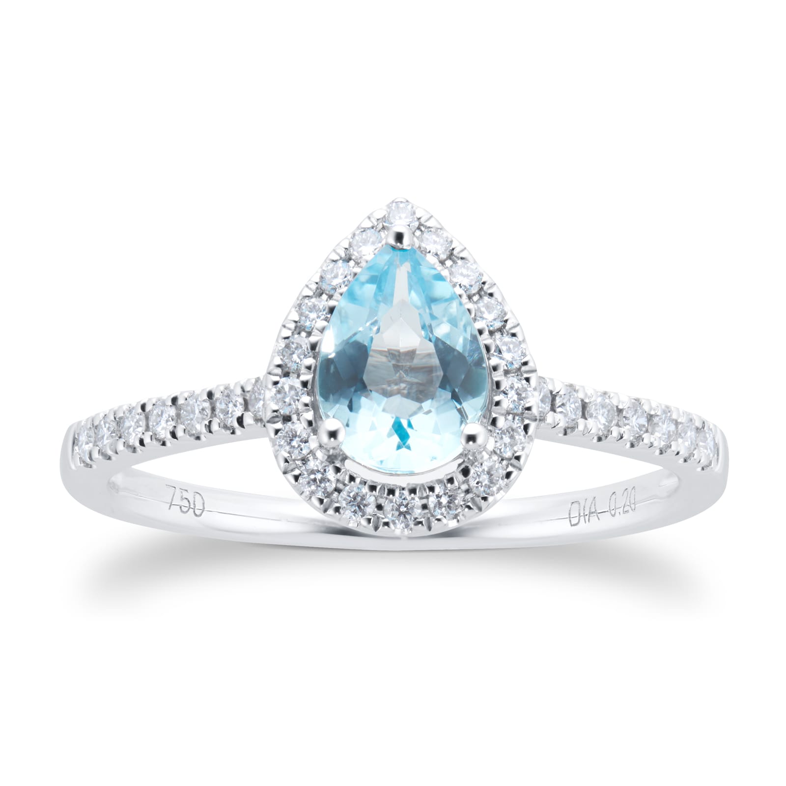 Goldsmiths 18ct White Gold 0.20cttw Diamond Blue Topaz Halo Ring