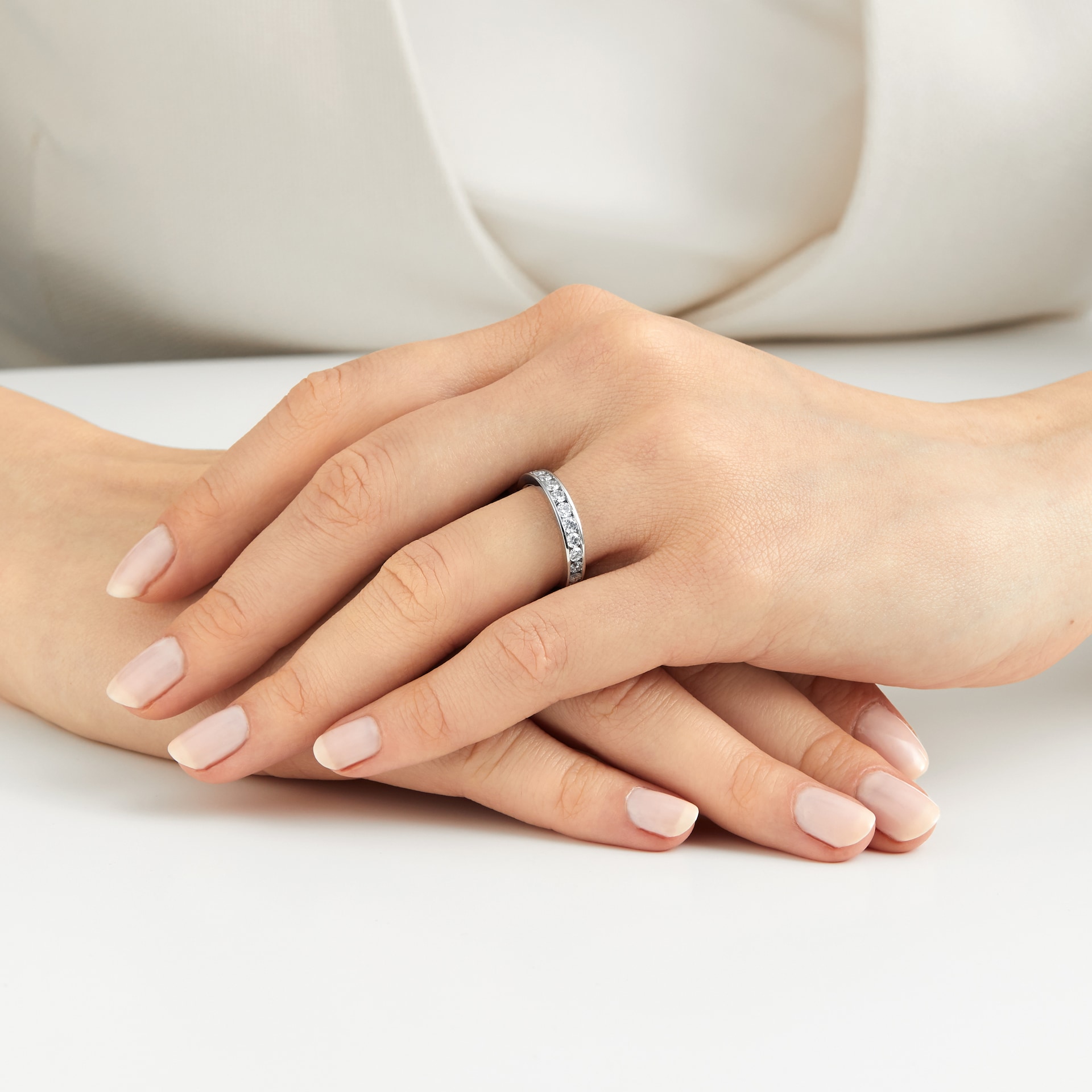 Goldsmiths 18ct White Gold Diamond Channel Set Eternity Ring