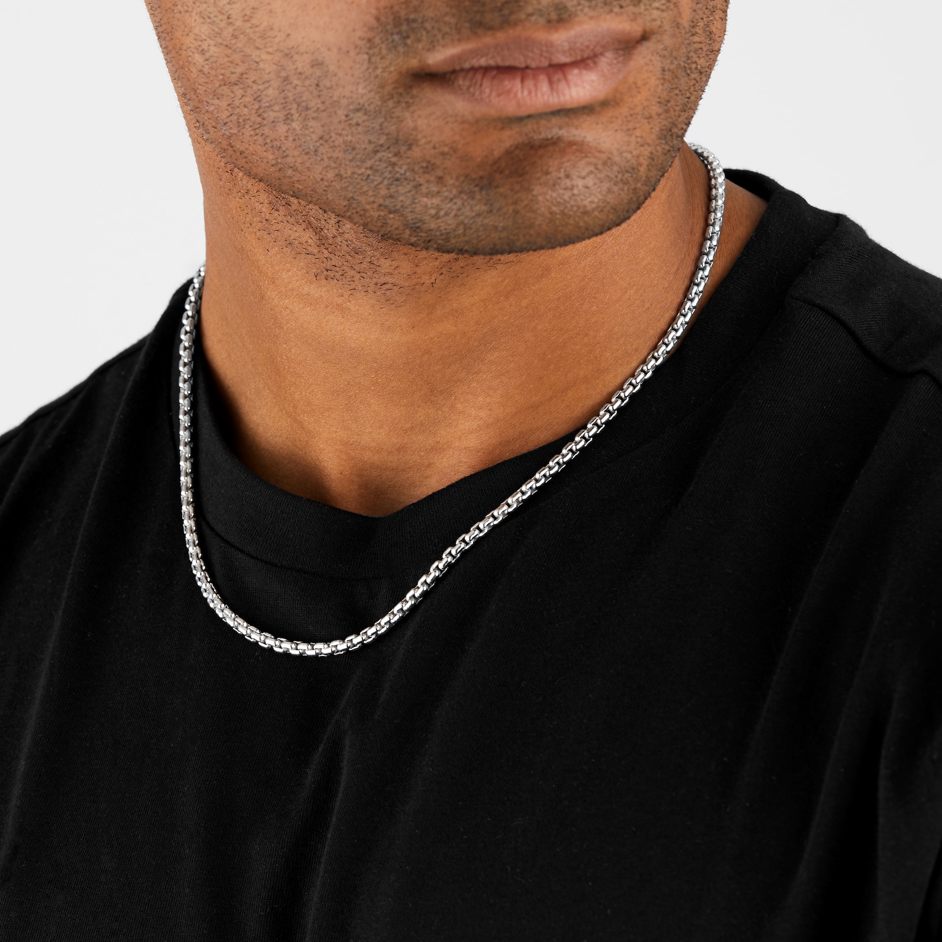 Goldsmiths Silver Mens Box Belcher Necklace
