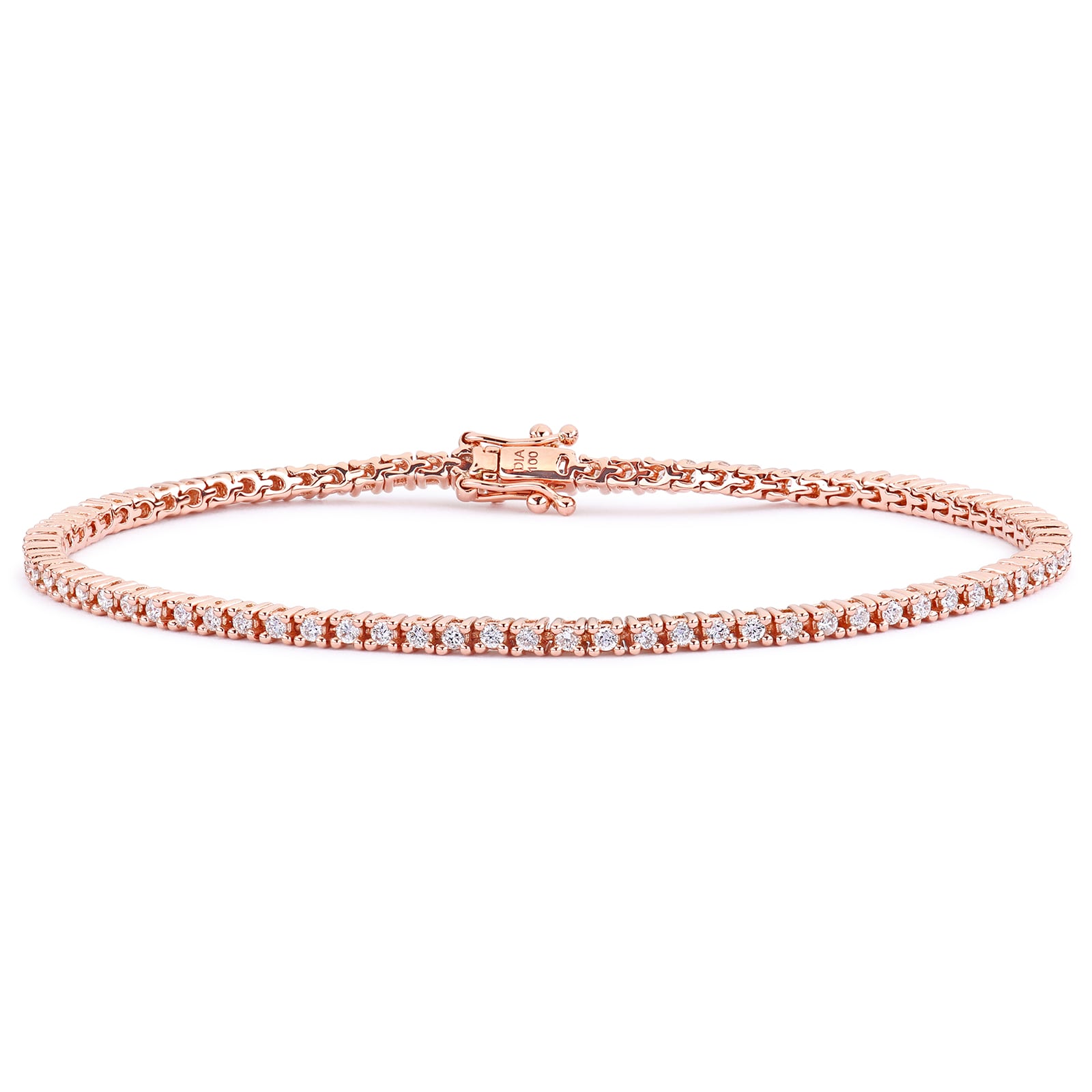 Goldsmiths 18ct Rose Gold 1.00cttw Diamond Line Bracelet