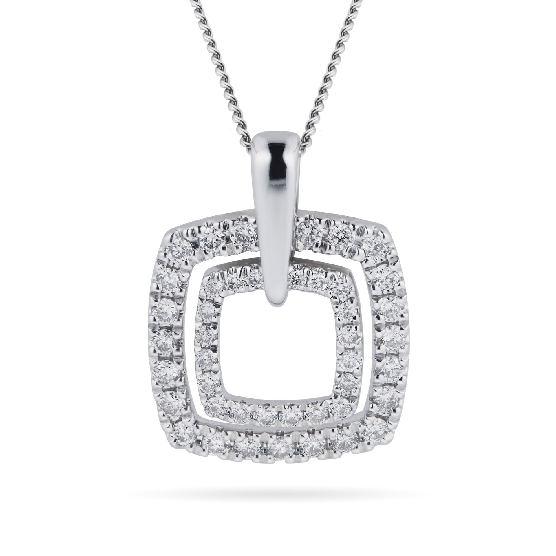 Goldsmiths 9ct White Gold 0.30cttw Double Cushion Pendant