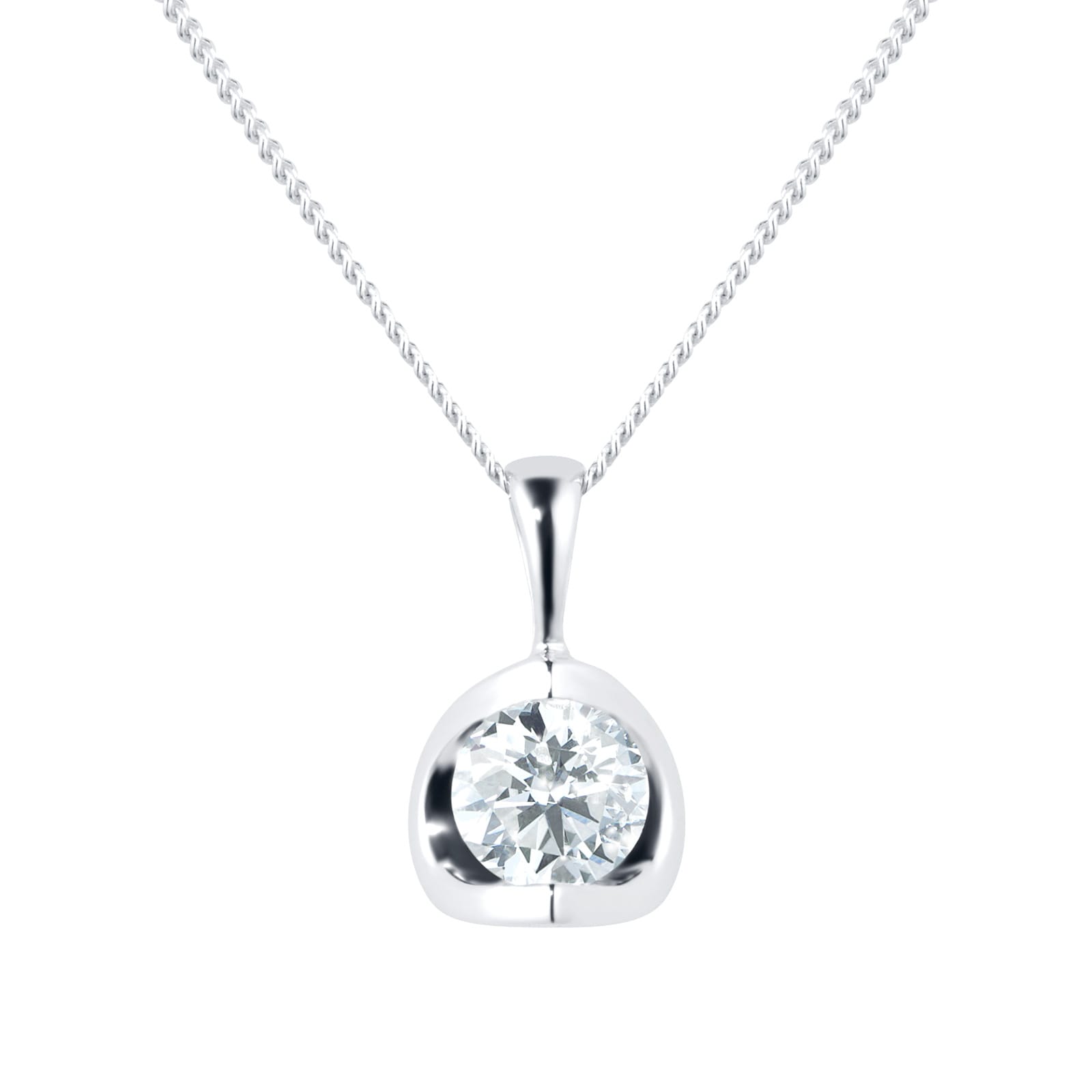 Goldsmiths 9ct White Gold 0.25ct Tension Set Goldsmiths Brightest Diamond Set Pendant