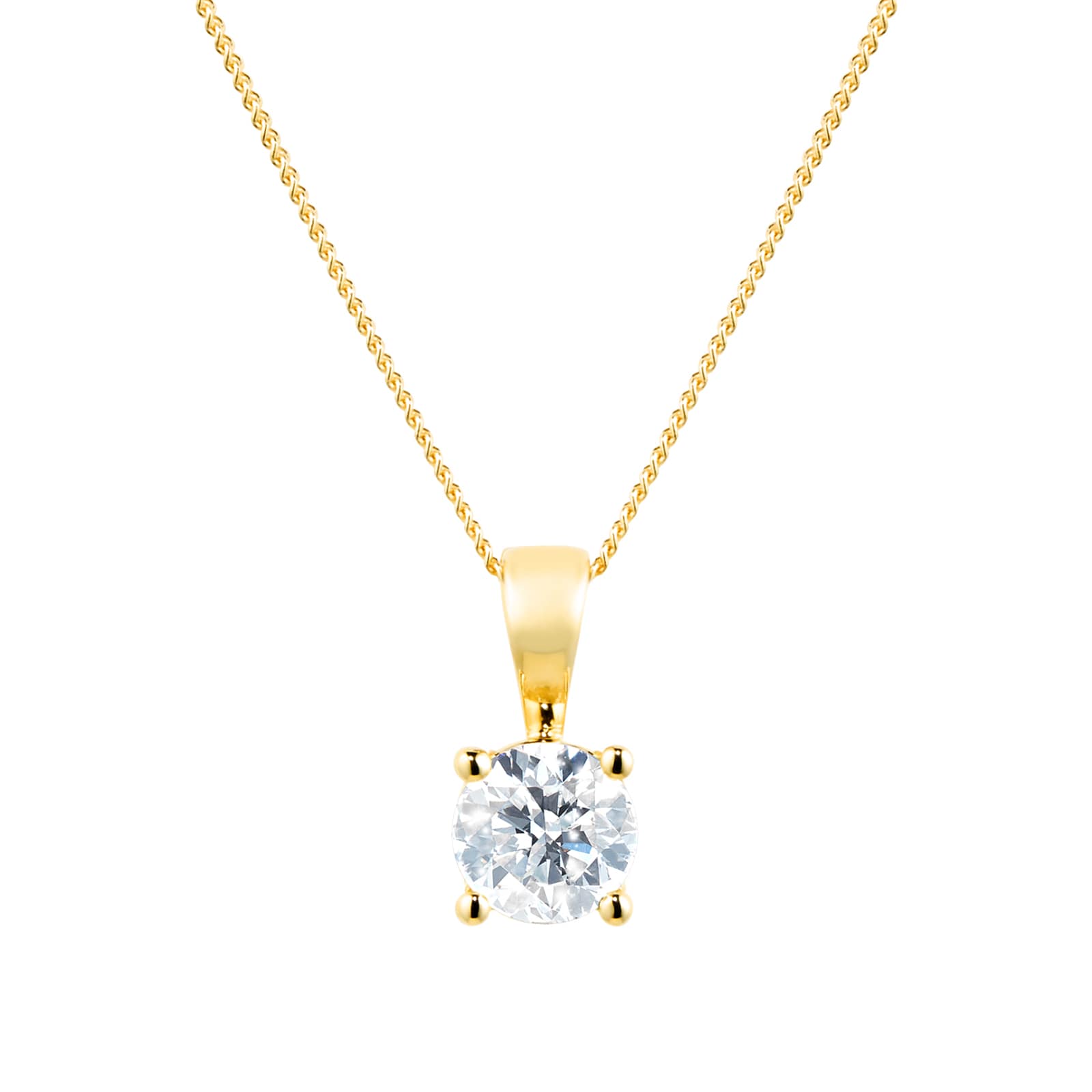 Goldsmiths 18ct Yellow Gold 0.40ct Goldsmiths Brightest Diamond 4 Claw Pendant