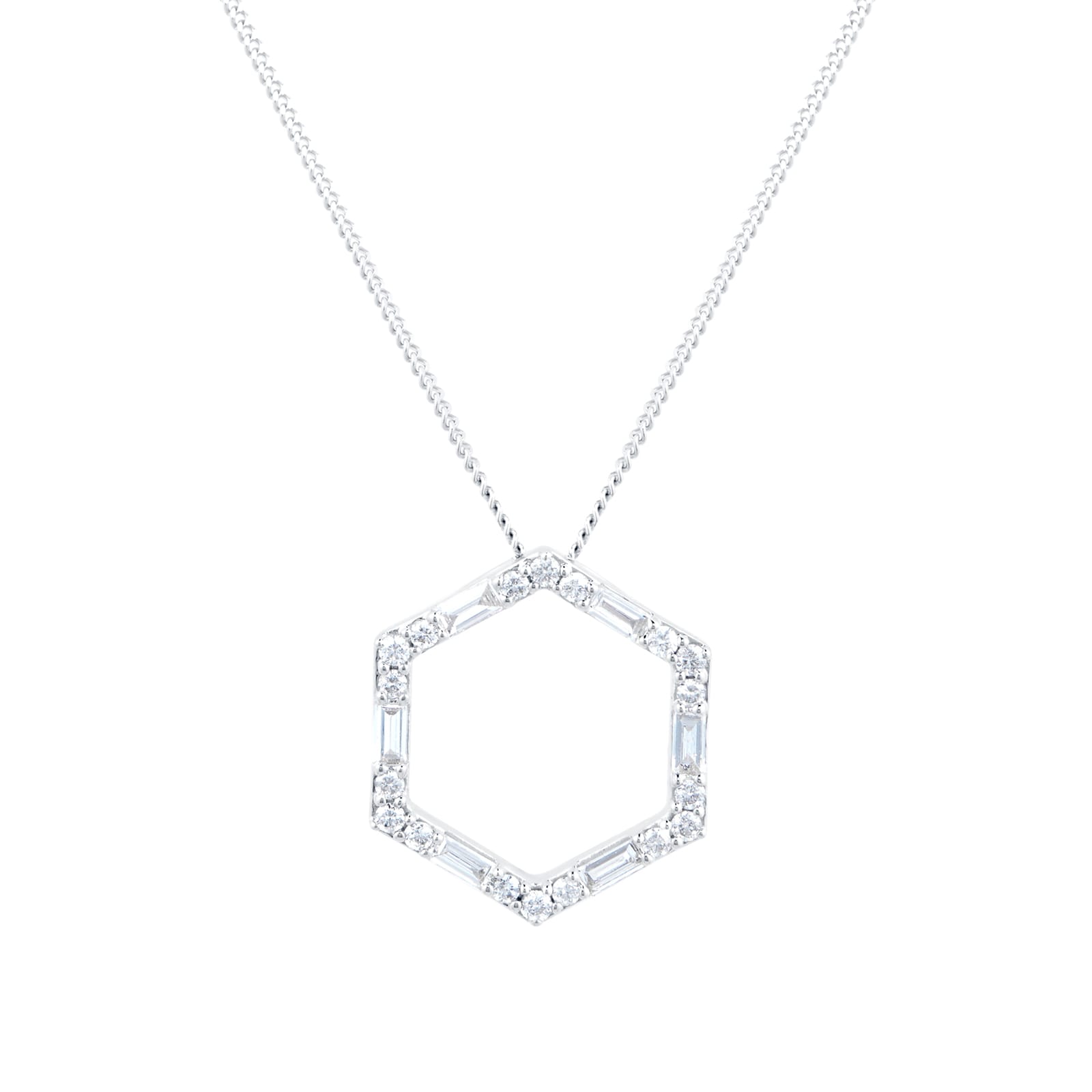 Goldsmiths 9ct White Gold 0.25ct Open Hexagon Pendant