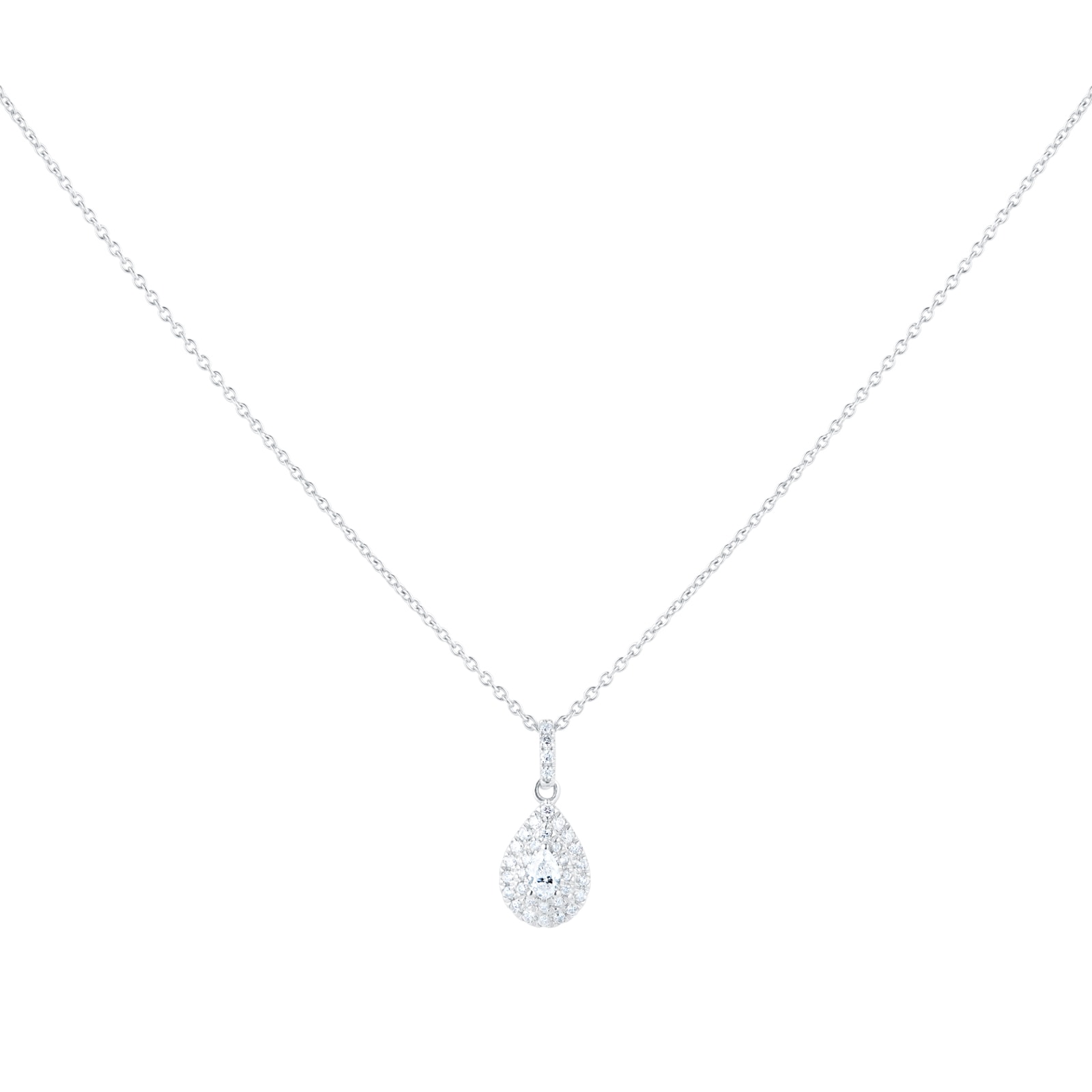 Goldsmiths 9ct White Gold 0.20ct Diamond Pear Cluster Pendant