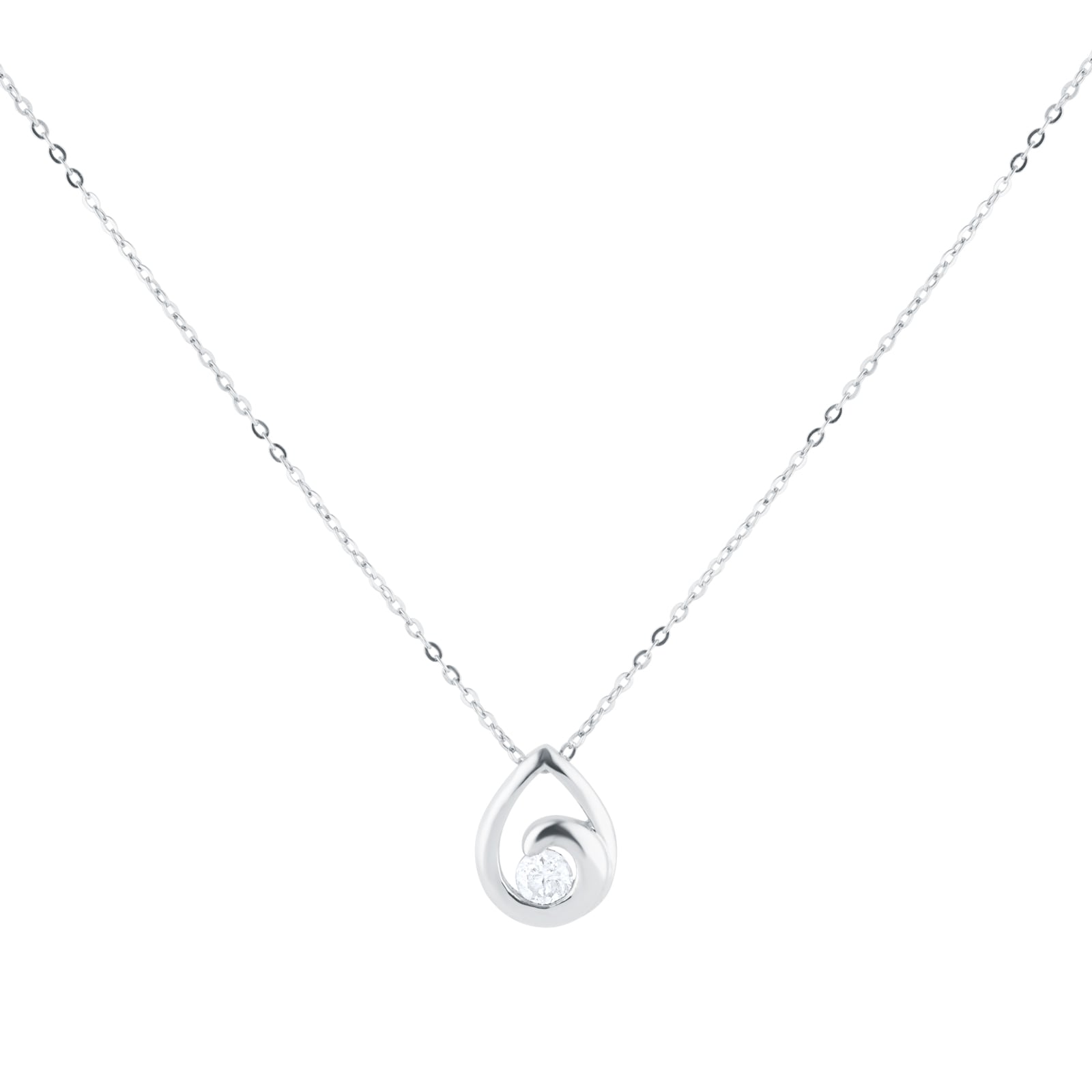 Goldsmiths 9ct White Gold 0.09cttw Diamond Pear Pendant