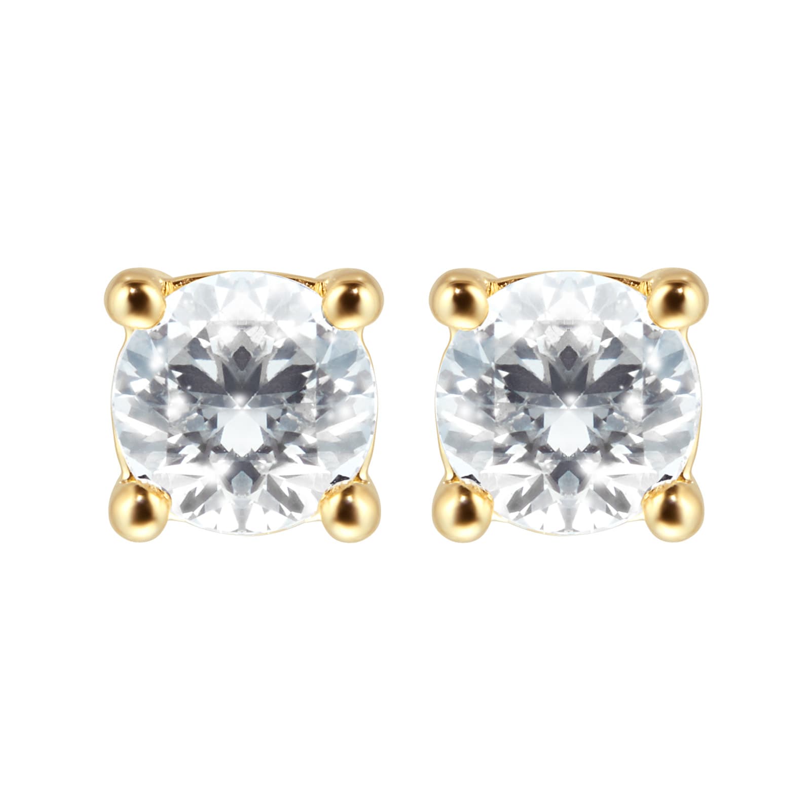 Goldsmiths 9ct Yellow Gold 0.40ct Goldsmiths Brightest Diamond 4 Claw Stud Earrings
