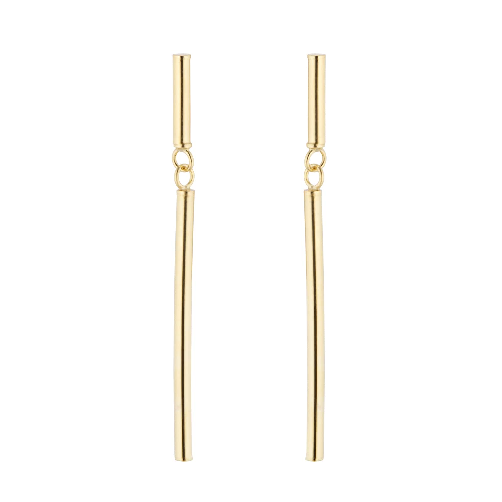 Goldsmiths 9ct Yellow Gold Round Bar Drop Earrings
