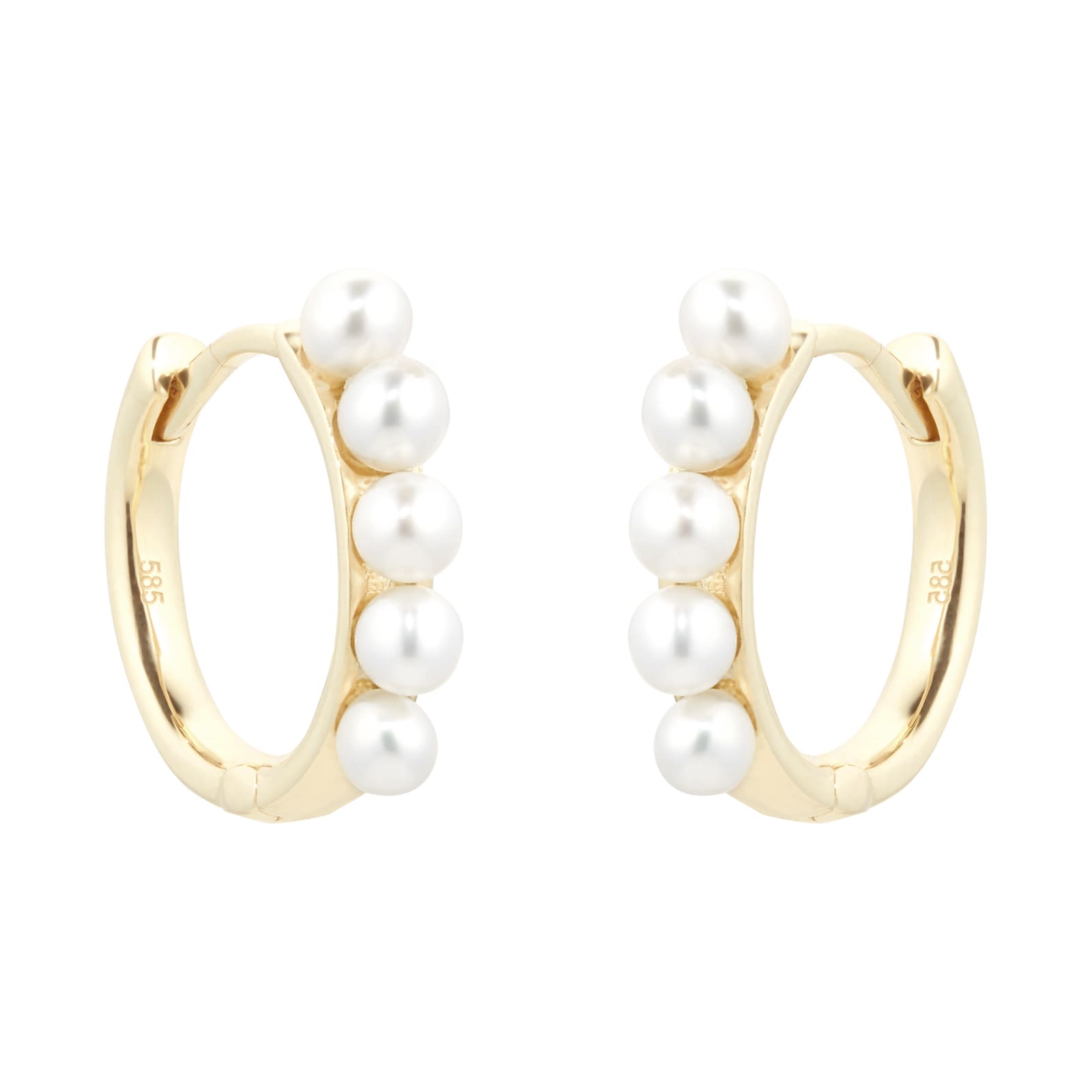 Goldsmiths 9ct Yellow Gold Pearl Hoops