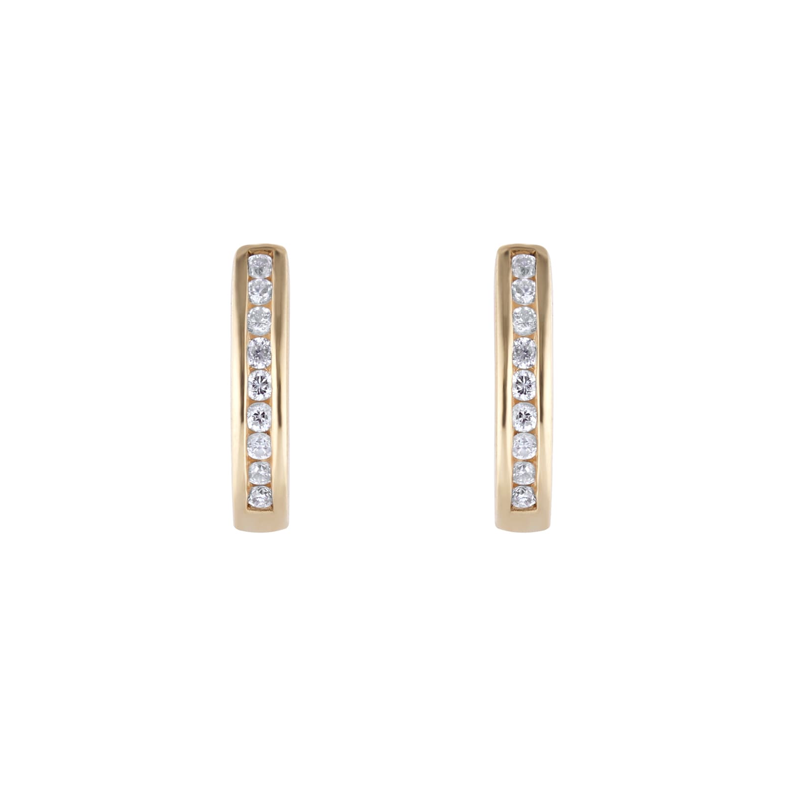Goldsmiths 9ct Yellow Gold 0.15cttw Diamond Channel Set Hoop Earrings