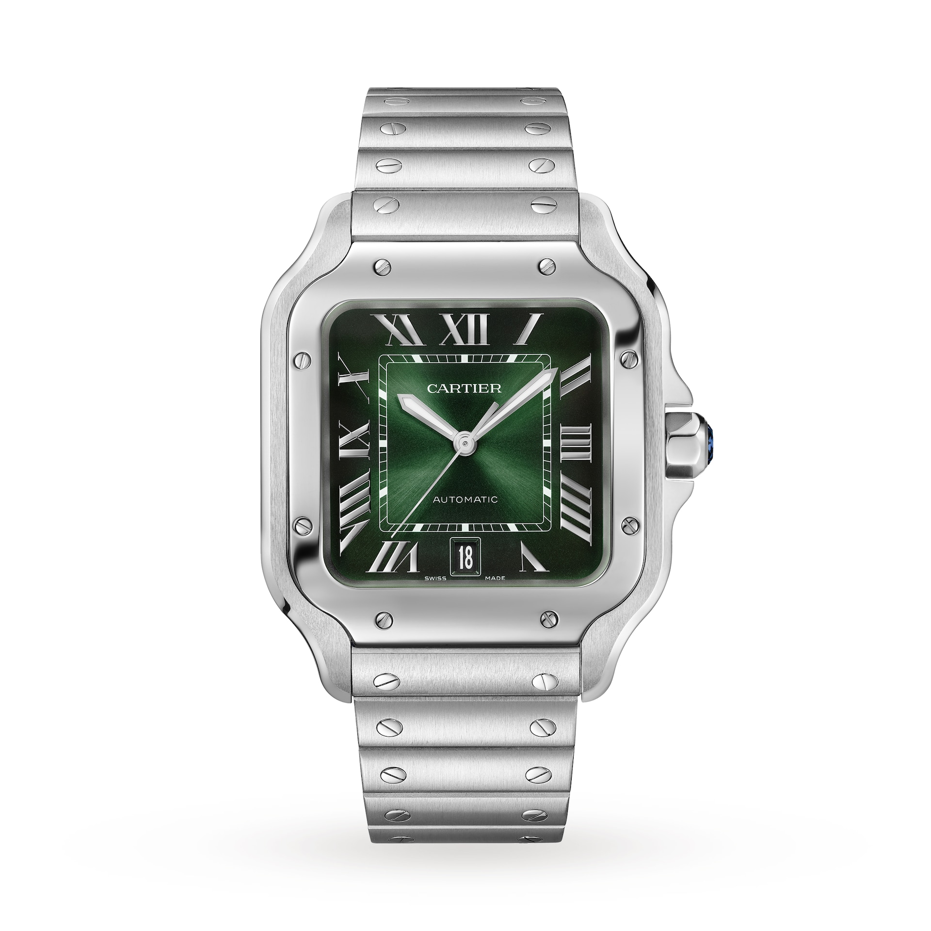 Cartier Santos de Cartier Watch, Large Model, Steel, Automatic, Interchangeable Leather Strap