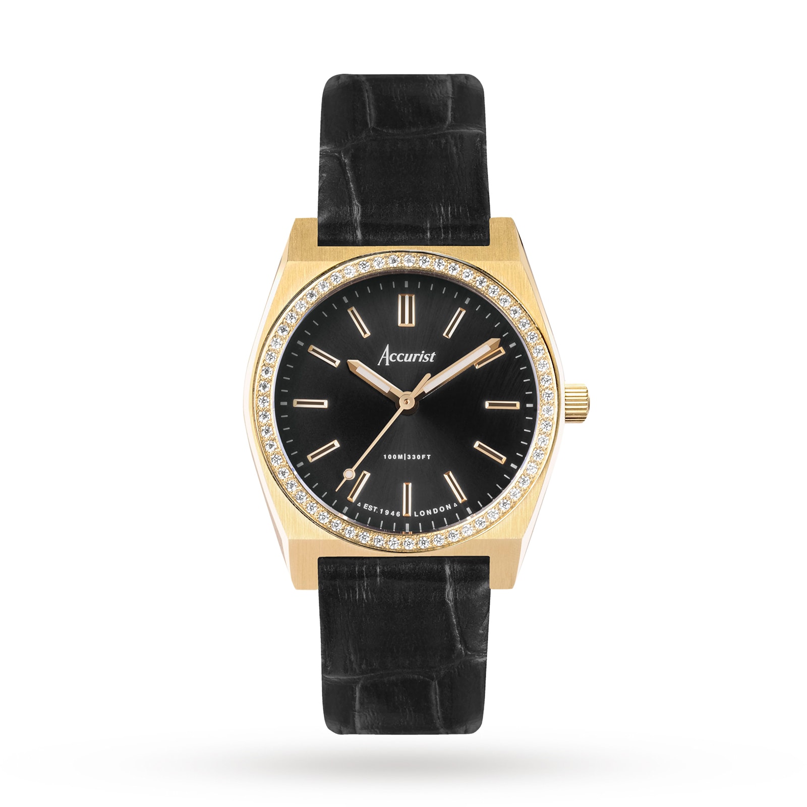 Accurist Origin Black Leather Strap 34mm Watch