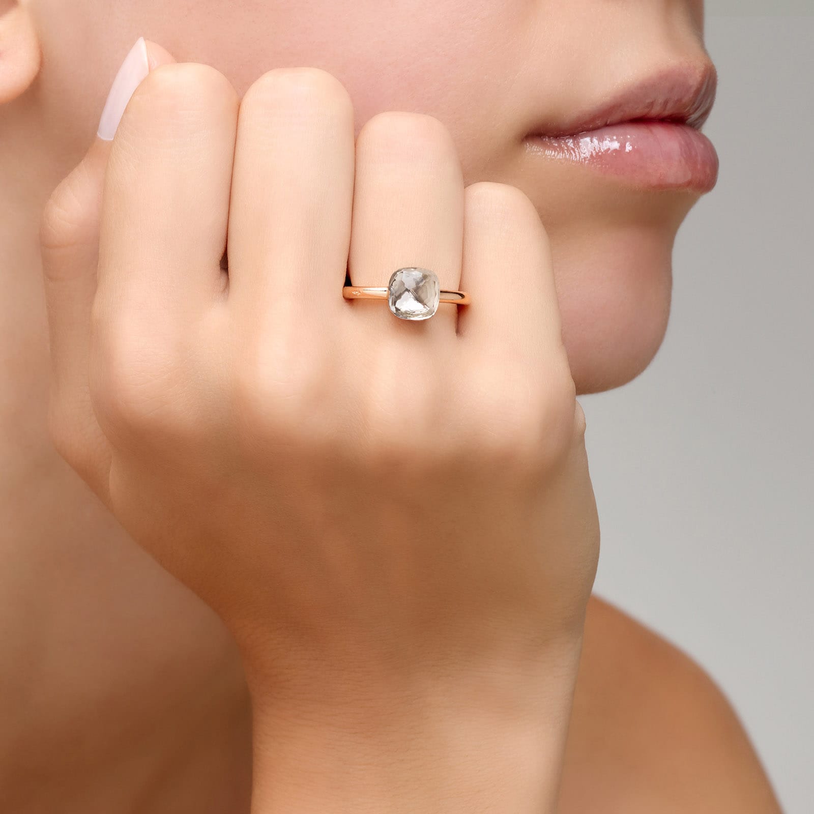 Pomellato Nudo Petit 18ct Rose & White Gold White Topaz Ring