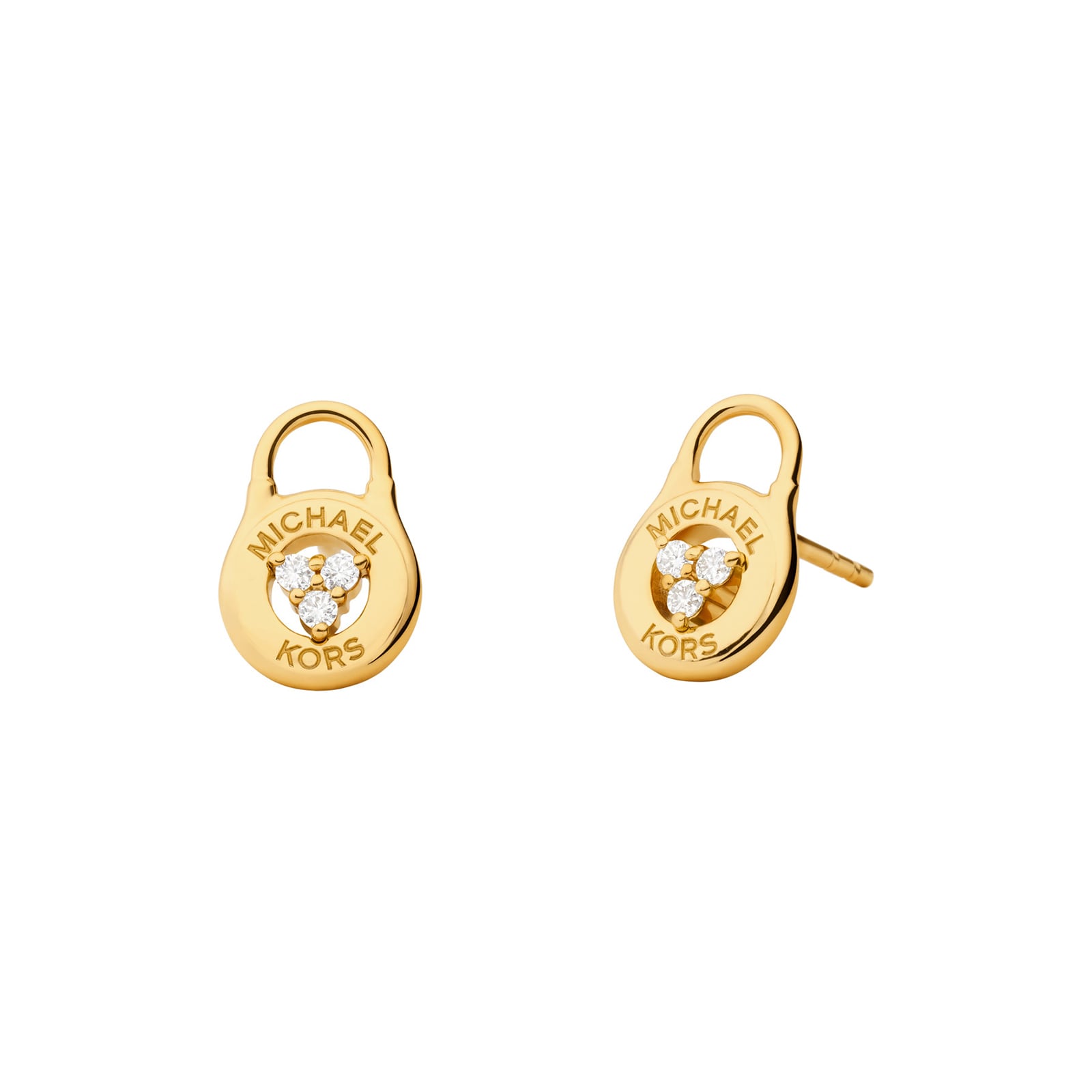 Michael Kors Yellow Gold Coloured Lock Stud Earrings