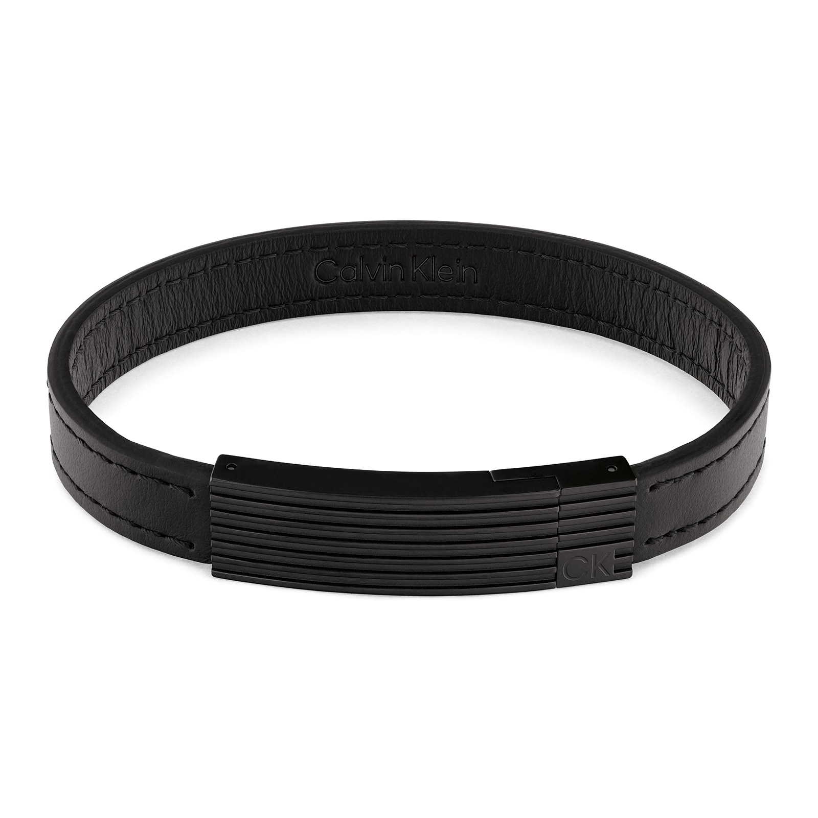 Calvin Klein Mens Black Leather Circuit Bracelet