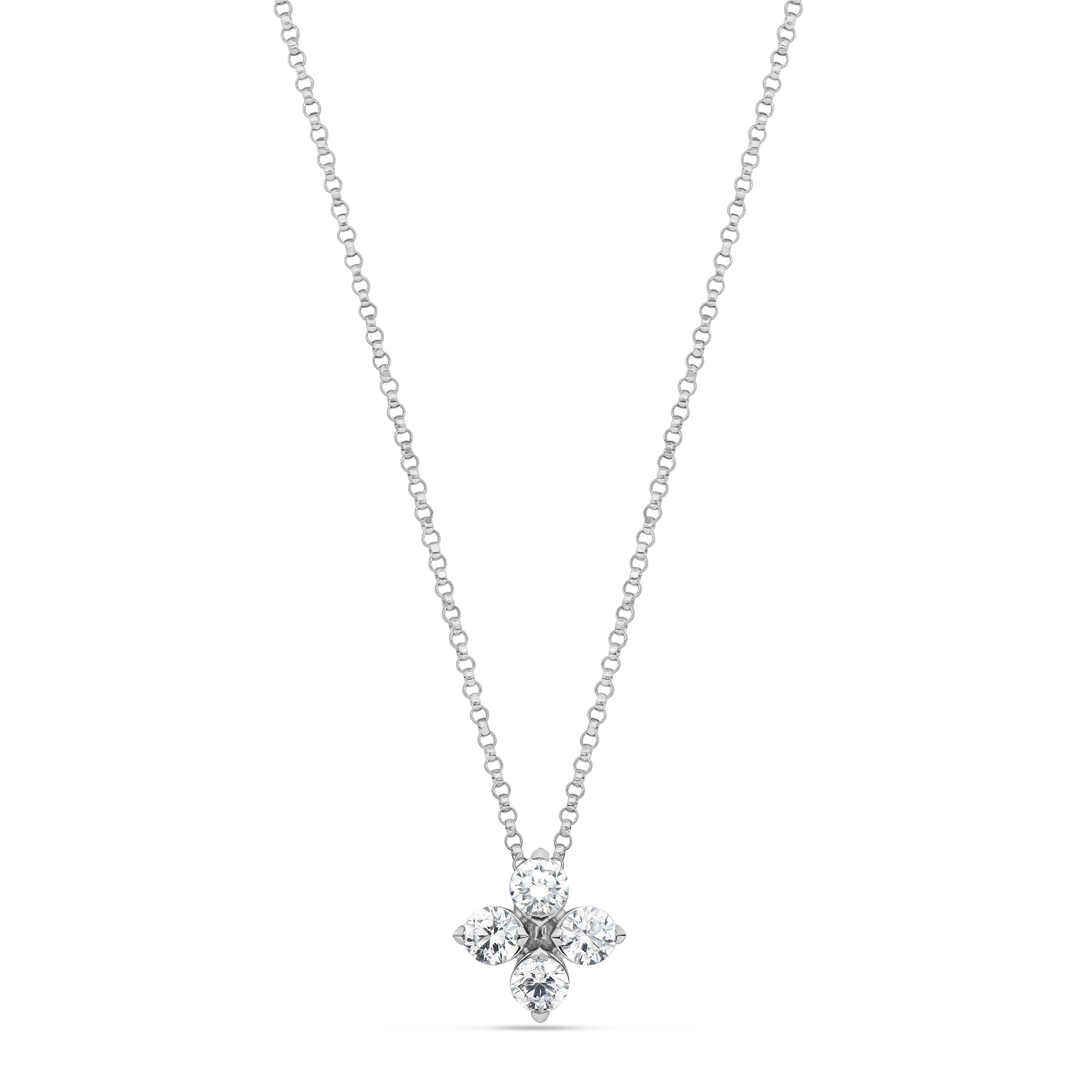 Roberto Coin 18ct White Gold Love in Verona Diamond 0.63ct Flower 45cm Pendant