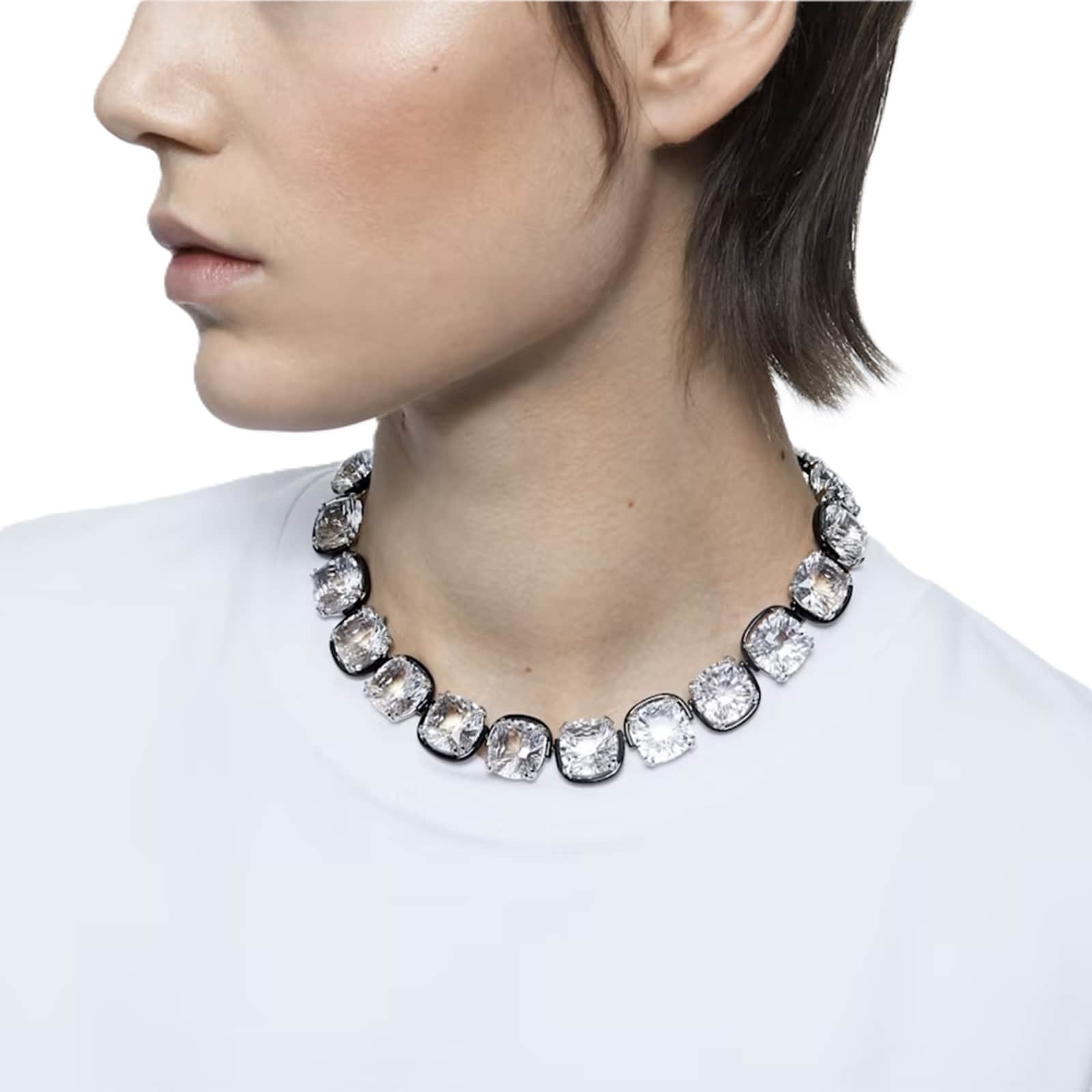 SWAROVSKI Bicolour Gold Coloured Harmonia Square Crystal Necklace