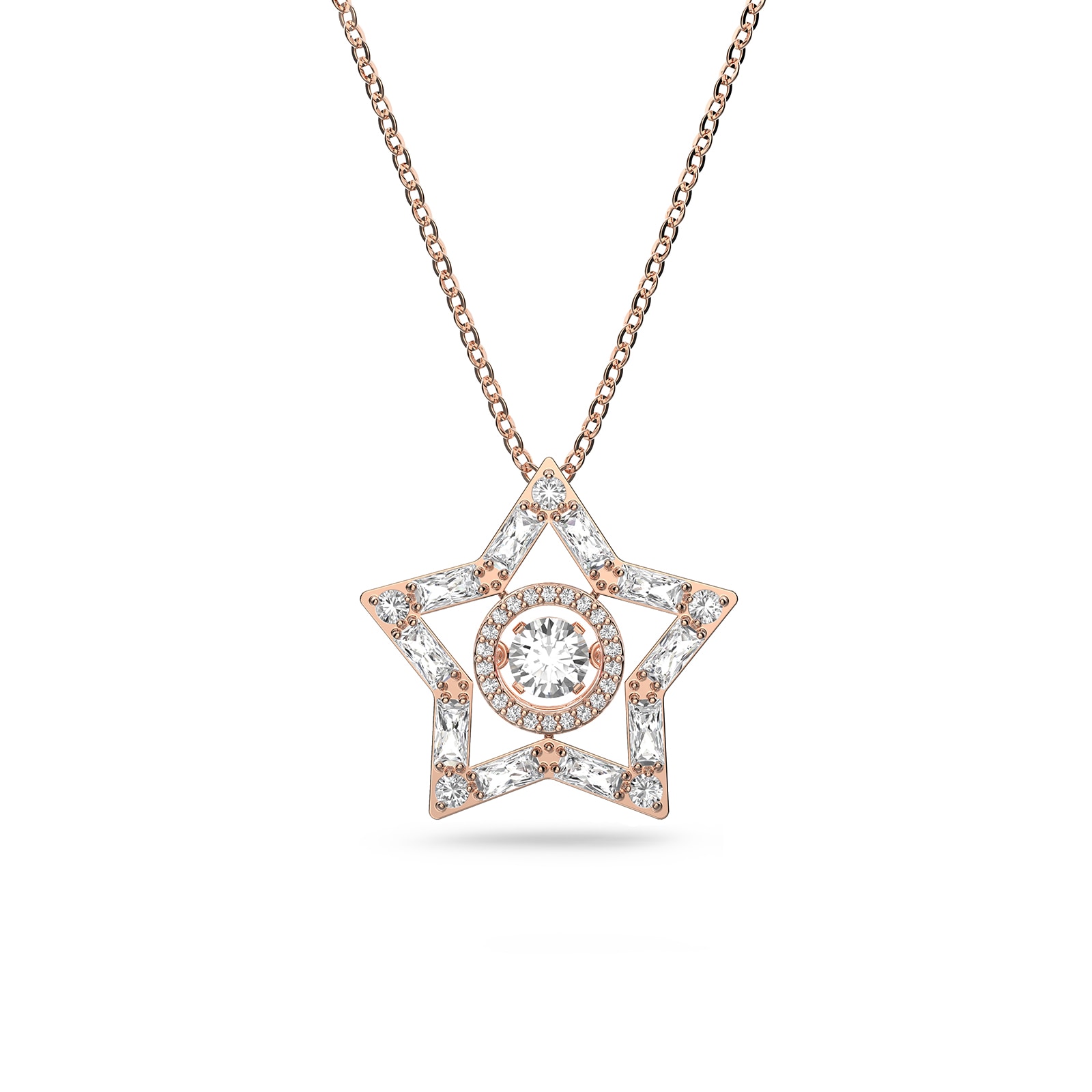 SWAROVSKI Rose Gold Coloured Stela Star White Cubic Zirconia Pendant
