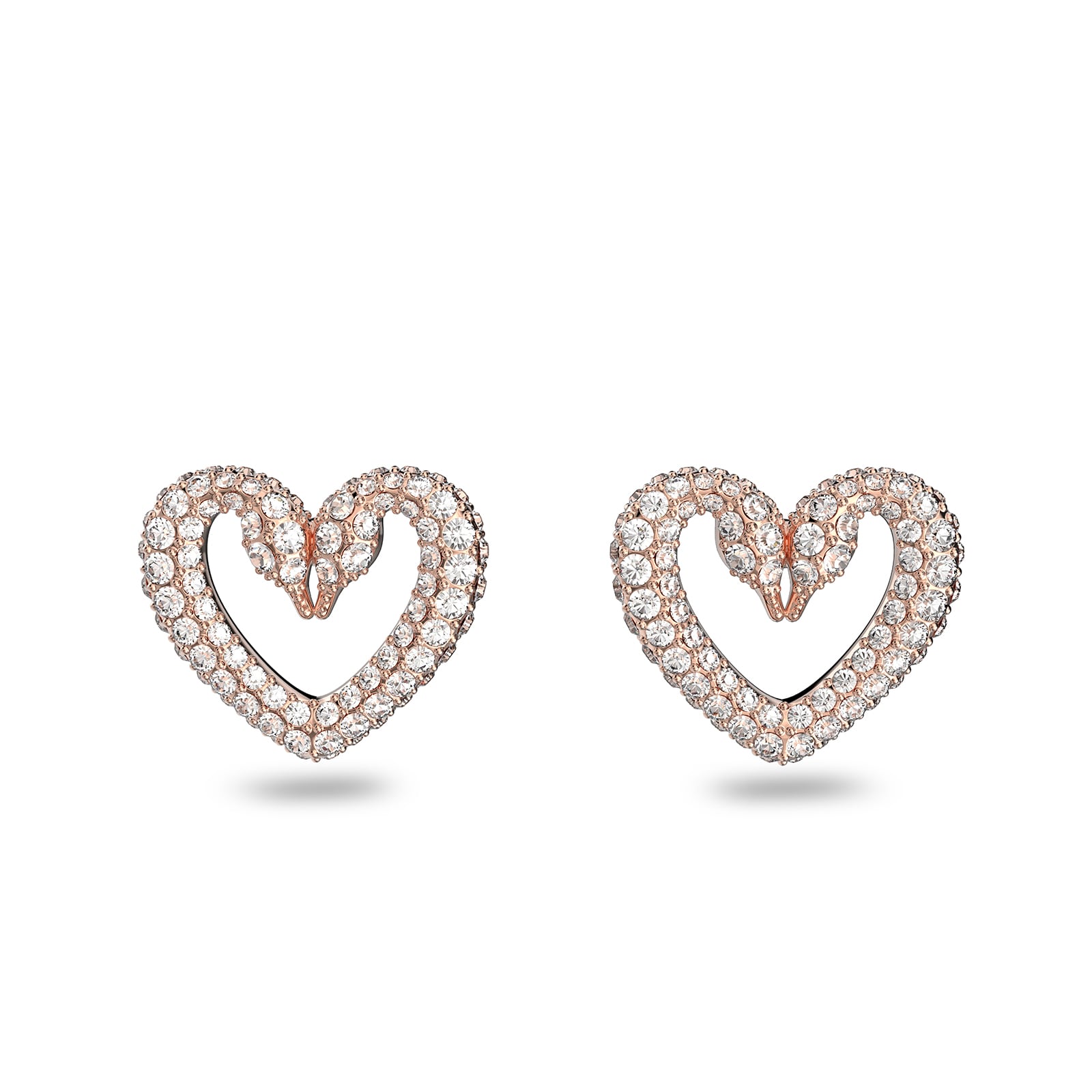 SWAROVSKI Rose Gold Coloured Una Pave Heart Crystal Earrings