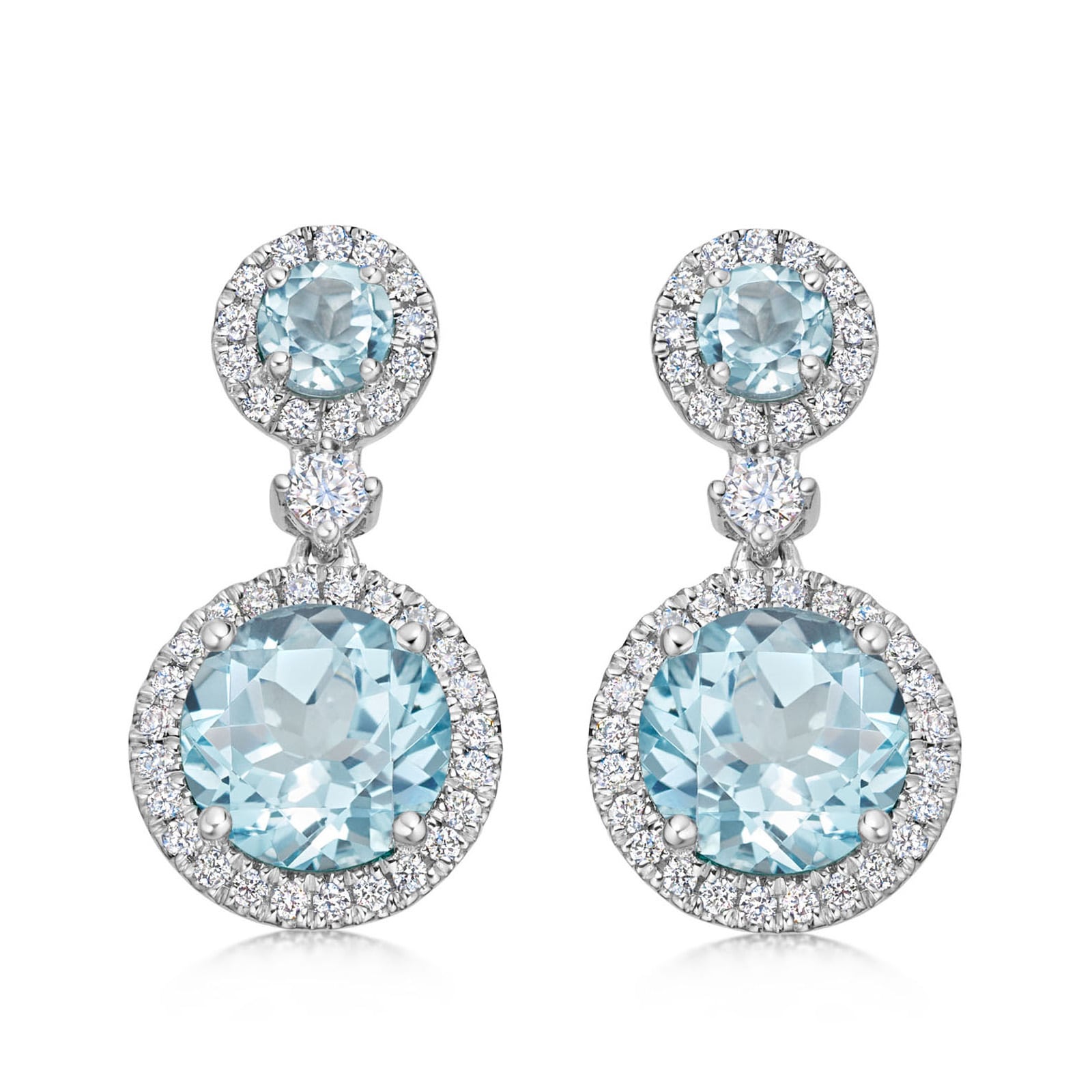 Kiki McDonough 18ct White Gold 0.36ct Diamond & Blue Topaz Earrings