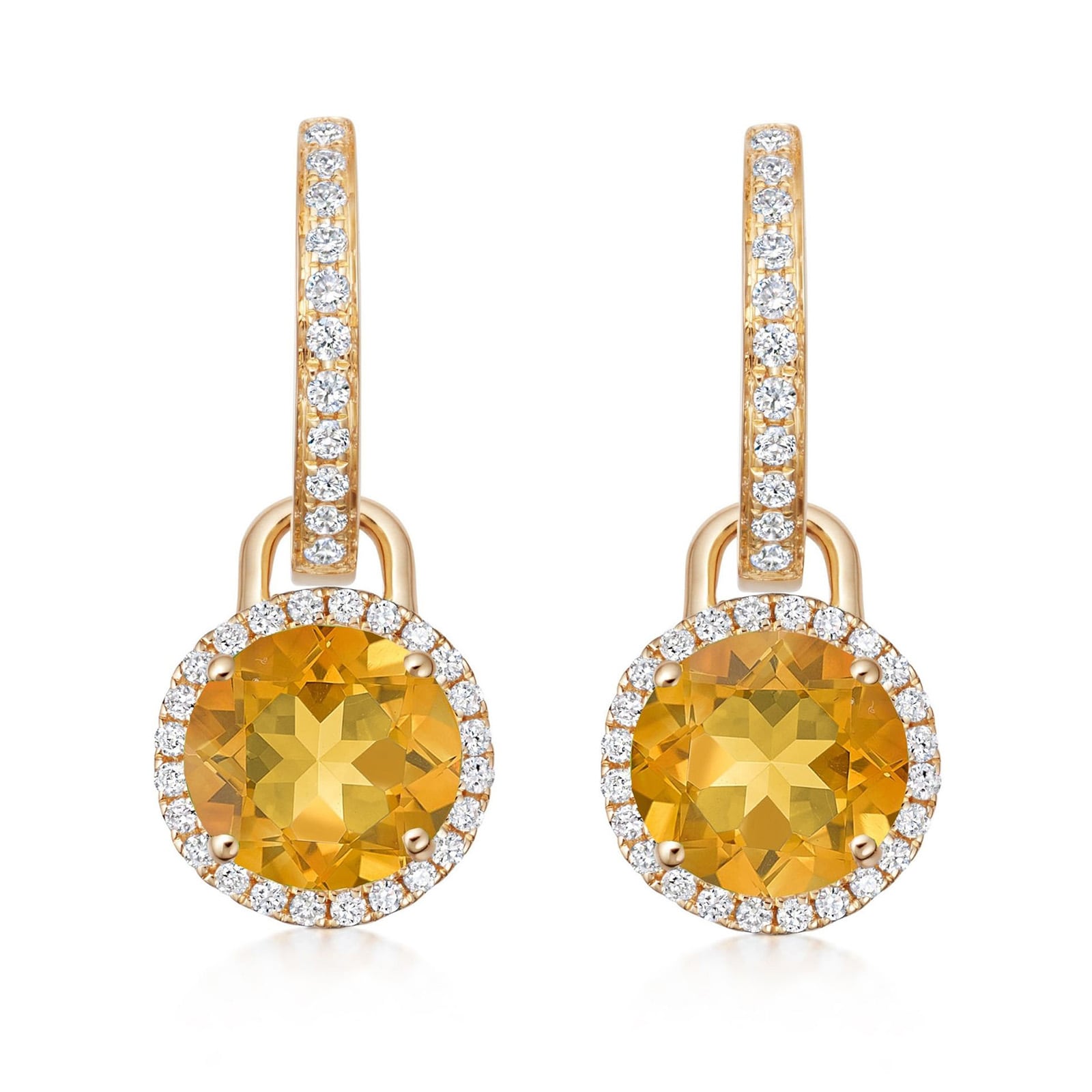 Kiki McDonough 18ct Yellow Gold 0.32ct Diamond & Citrine Drop Earrings