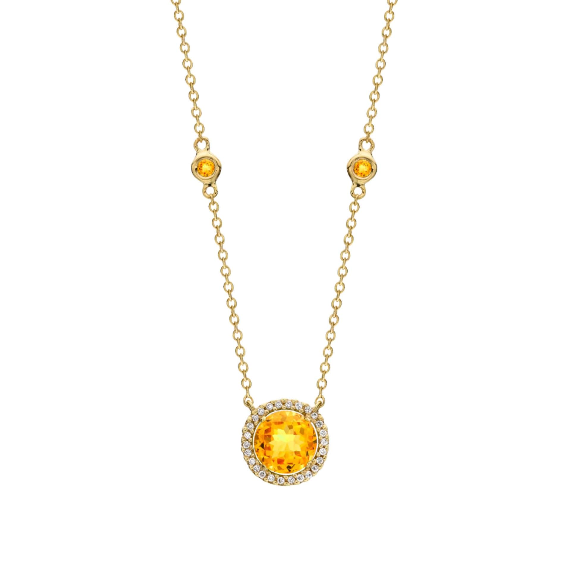 Kiki McDonough 18ct Yellow Gold 0.10ct Diamond & Citrine Necklace