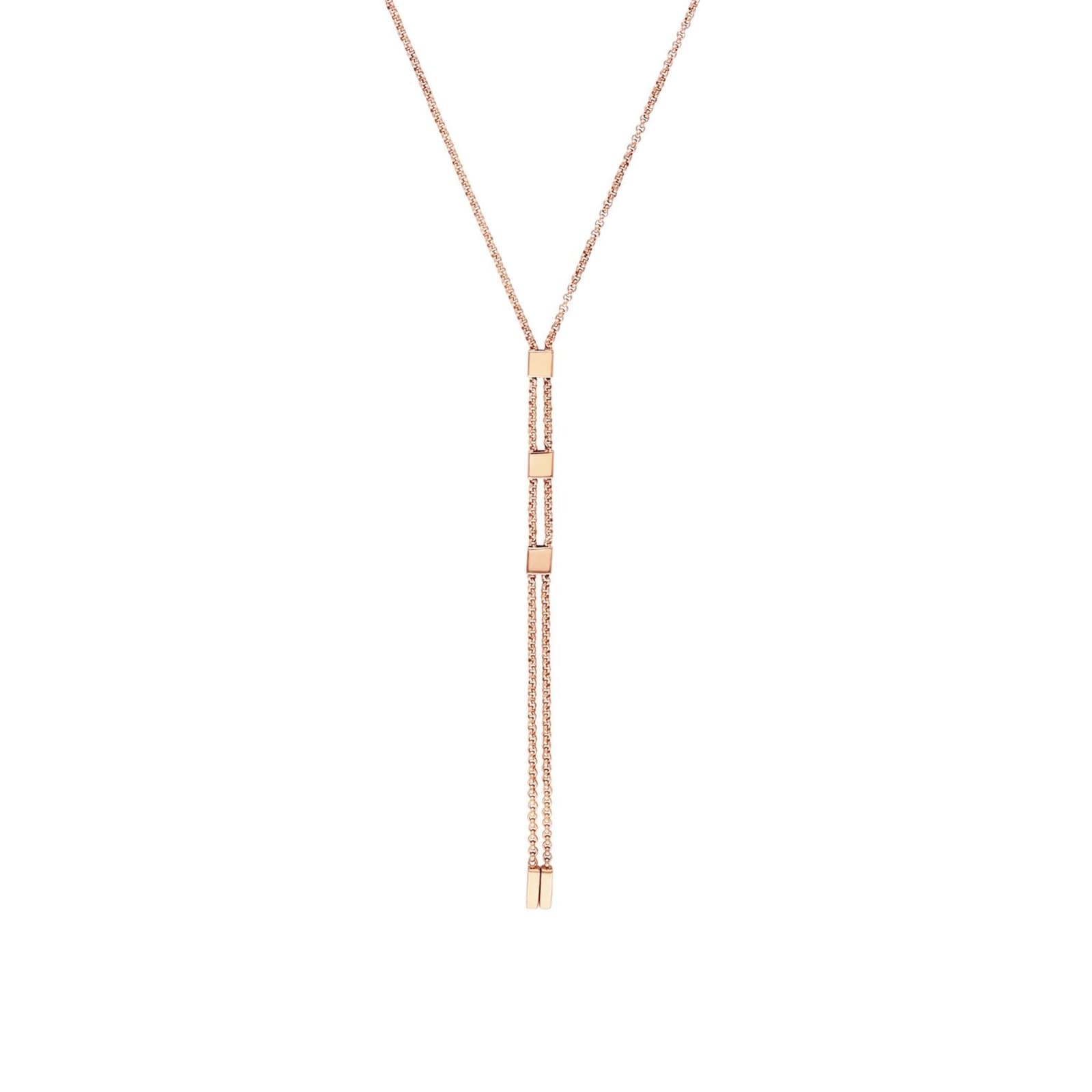 AMOR Rose Gold Coloured Sterling Silver Anchor Chain Drop Pendant Necklace